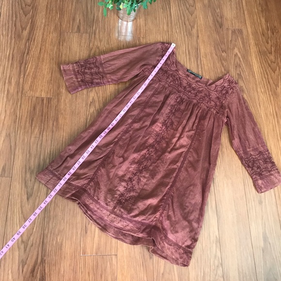 All Saints Brown Hobo Western Embroidered Dress Size 10 - Picture 5 of 7